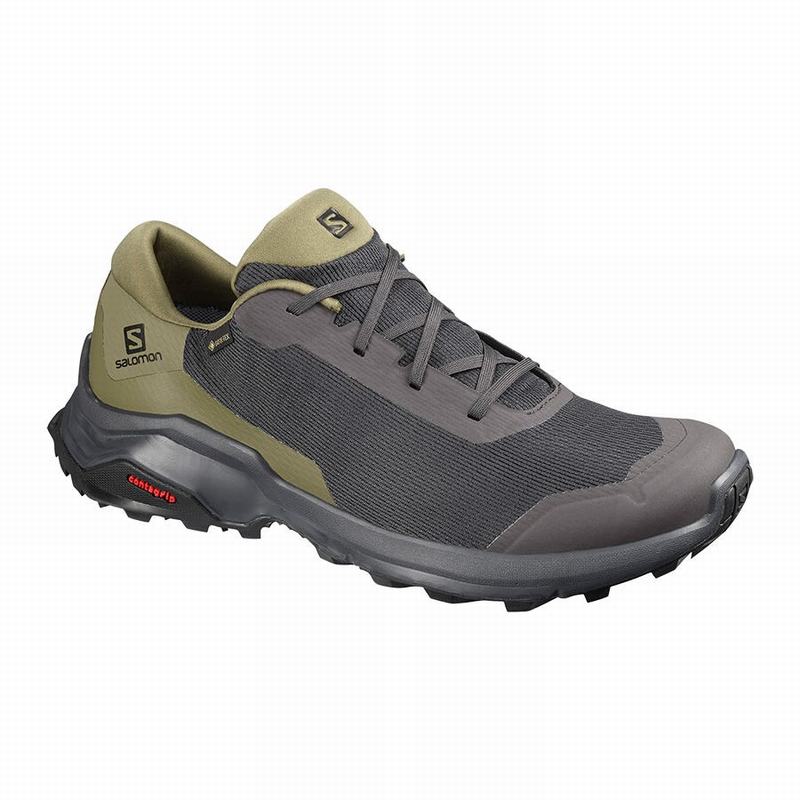 Chaussures De Randonnée Salomon Homme Grise Foncé / Vert Olive - Salomon X REVEAL GORE-TEX - France